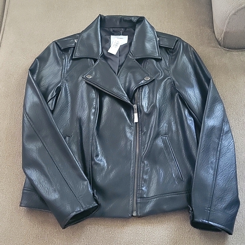 NWT Black Faux Leather Moto Zipper Jacket